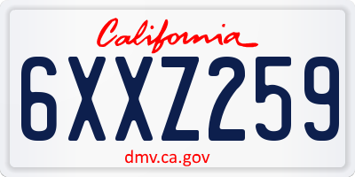 CA license plate 6XXZ259