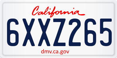 CA license plate 6XXZ265