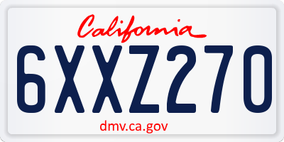 CA license plate 6XXZ270