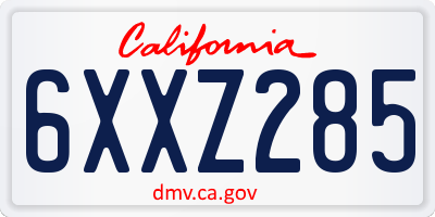 CA license plate 6XXZ285
