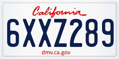 CA license plate 6XXZ289