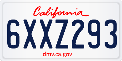 CA license plate 6XXZ293