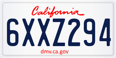 CA license plate 6XXZ294