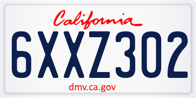 CA license plate 6XXZ302