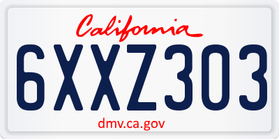 CA license plate 6XXZ303