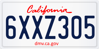 CA license plate 6XXZ305