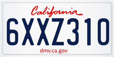 CA license plate 6XXZ310