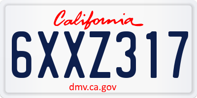 CA license plate 6XXZ317