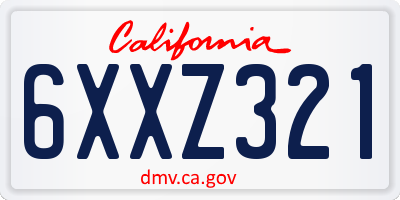 CA license plate 6XXZ321