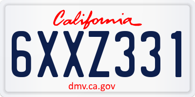 CA license plate 6XXZ331