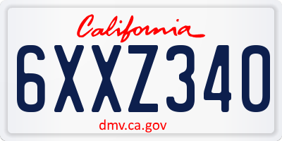 CA license plate 6XXZ340