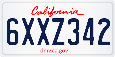 CA license plate 6XXZ342