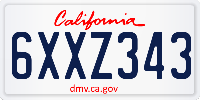 CA license plate 6XXZ343