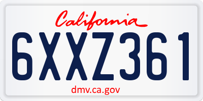 CA license plate 6XXZ361