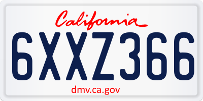 CA license plate 6XXZ366