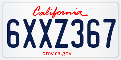 CA license plate 6XXZ367