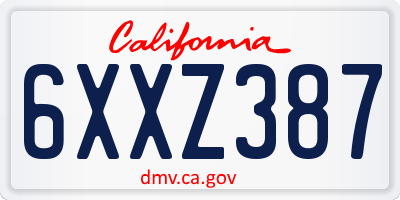 CA license plate 6XXZ387