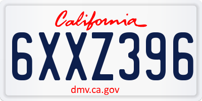 CA license plate 6XXZ396