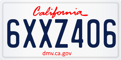 CA license plate 6XXZ406
