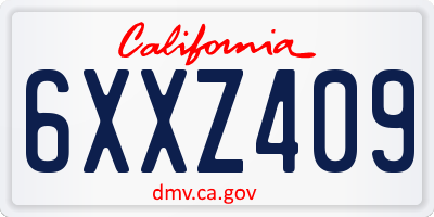 CA license plate 6XXZ409