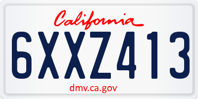CA license plate 6XXZ413