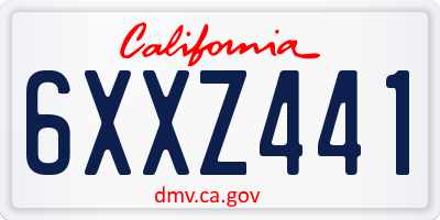 CA license plate 6XXZ441