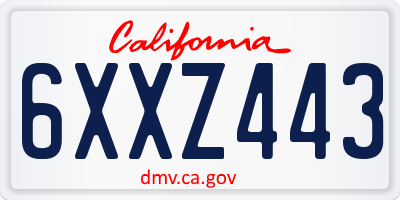 CA license plate 6XXZ443