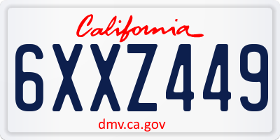 CA license plate 6XXZ449
