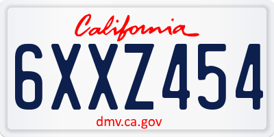 CA license plate 6XXZ454