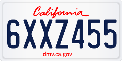 CA license plate 6XXZ455