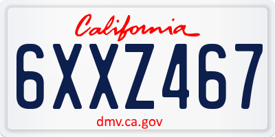 CA license plate 6XXZ467