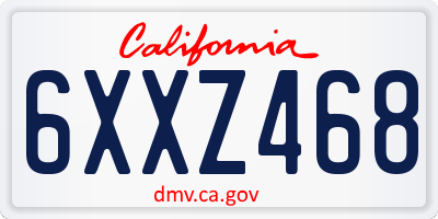 CA license plate 6XXZ468