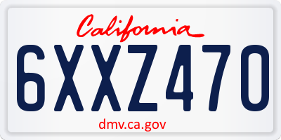 CA license plate 6XXZ470