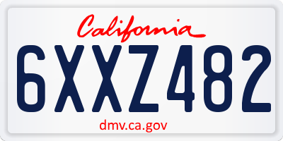 CA license plate 6XXZ482