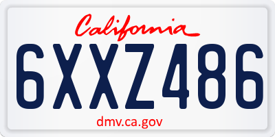 CA license plate 6XXZ486