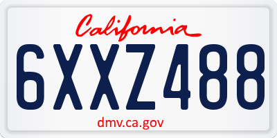 CA license plate 6XXZ488