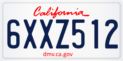CA license plate 6XXZ512