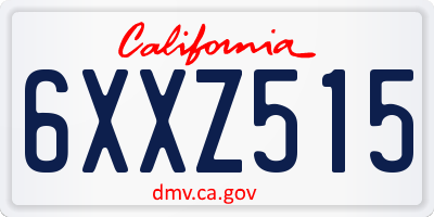 CA license plate 6XXZ515