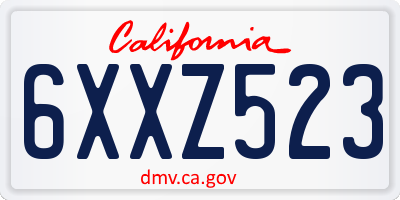 CA license plate 6XXZ523