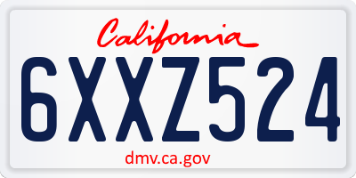 CA license plate 6XXZ524
