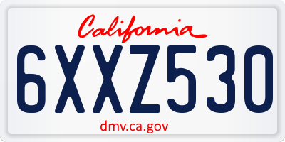 CA license plate 6XXZ530