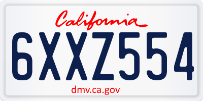 CA license plate 6XXZ554