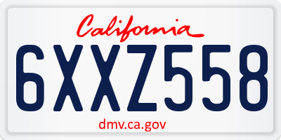 CA license plate 6XXZ558