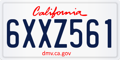 CA license plate 6XXZ561