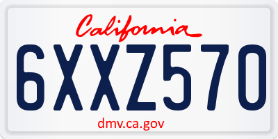 CA license plate 6XXZ570