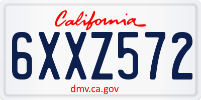 CA license plate 6XXZ572