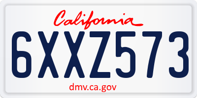 CA license plate 6XXZ573