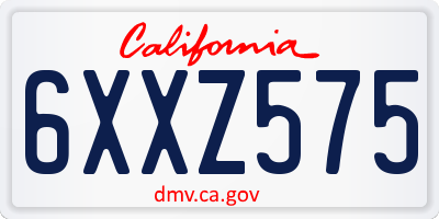 CA license plate 6XXZ575