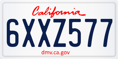 CA license plate 6XXZ577