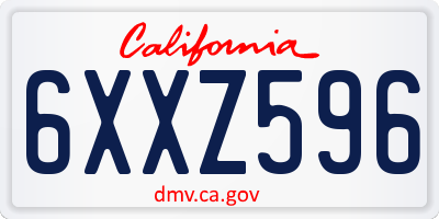 CA license plate 6XXZ596